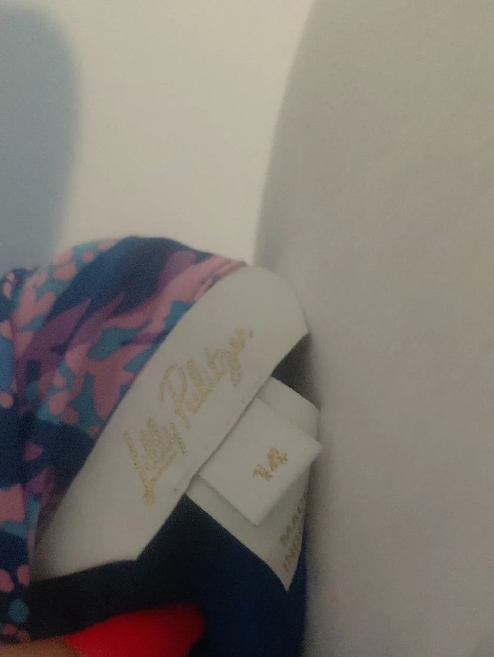 Lilly Pulitzer One-Shoulder Navy Pink Floral Print Top
